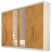 Guarda-Roupa Casal Oslo 6 Portas 6 Gavetas 100% Mdf com Espelho Off White/Peroba - Mademarques
