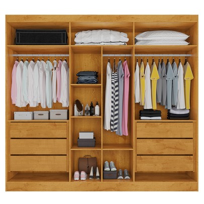 Guarda-Roupa Casal Oslo 6 Portas 6 Gavetas 100% Mdf com Espelho Peroba - Mademarques
