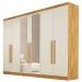 Guarda-Roupa Casal Oslo 6 Portas 6 Gavetas 100% Mdf com Espelho Peroba/Off White - Mademarques