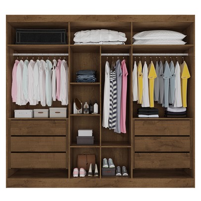 Guarda-Roupa Casal Oslo 6 Portas 6 Gavetas 100% Mdf com Espelho Brauna - Mademarques