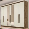 Guarda-Roupa Casal Oslo 6 Portas 6 Gavetas 100% Mdf com Espelho Brauna/Off White - Mademarques