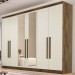 Guarda-Roupa Casal Oslo 6 Portas 6 Gavetas 100% Mdf com Espelho Brauna/Off White - Mademarques