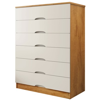 Cômoda Sevilha 6 Gavetas Peroba/Off White - Mademarques