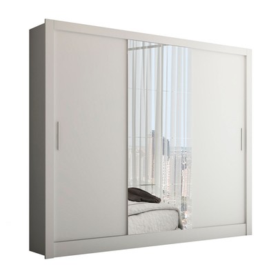 Guarda-Roupa Casal Katherine 3 Portas 3 Gavetas com Espelho Branco - Panorama Móveis