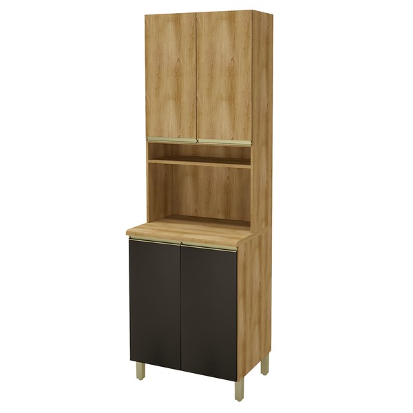 Torre Quente 4 Portas 3 Prateleiras Chumbo/Castani - Indekes