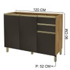 Balcão de Cozinha para Pia 120 Cm 3 Portas 2 Gavetas Castani/Chumbo 6123.3 - Indékes