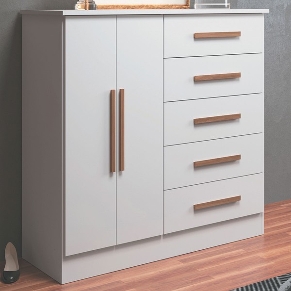 Cômoda Detroit 2 Portas 5 Gavetas Branco - Móveis Sul