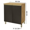 Armário de Cozinha para Cooktop 80 Cm 2 Portas Castani/Chumbo - Indekes