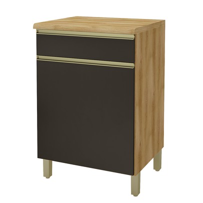 Armário de Cozinha 60 Cm 1 Porta 1 Gaveta 6123.12 Castani/Chumbo - Indékes