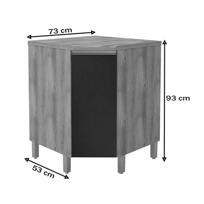 Armário de Cozinha para Canto 73 Cm 1 Porta 6123.8 Castani/Chumbo - Indékes