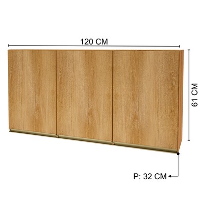 Armário Aéreo Cozinha 120 Cm 3 Portas 6123.23 Castani - Indékes