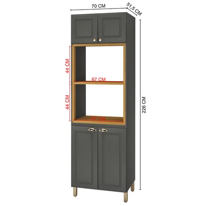 Torre Quente 4 Portas 1 Prateleira Chumbo 6171.6 - Indékes