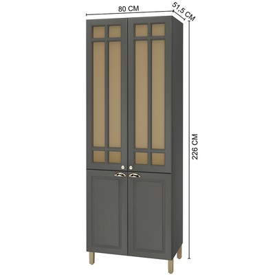 Paneleiro 4 Portas 4 Prateleiras com Vidro Chumbo 6171.51 - Indékes