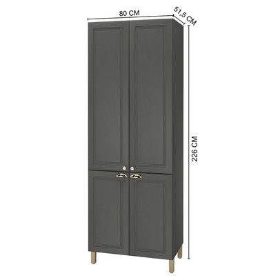 Paneleiro 4 Portas 4 Prateleiras Chumbo - Indékes