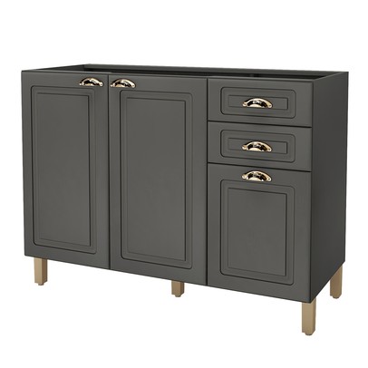 Balcão de Cozinha para Pia 120 Cm 3 Portas 2 Gavetas Chumbo 6171.2 - Indékes