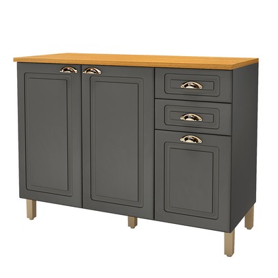 Balcão de Cozinha para Pia 120 Cm 3 Portas 1 Prateleira Chumbo 6171.20 - Indékes