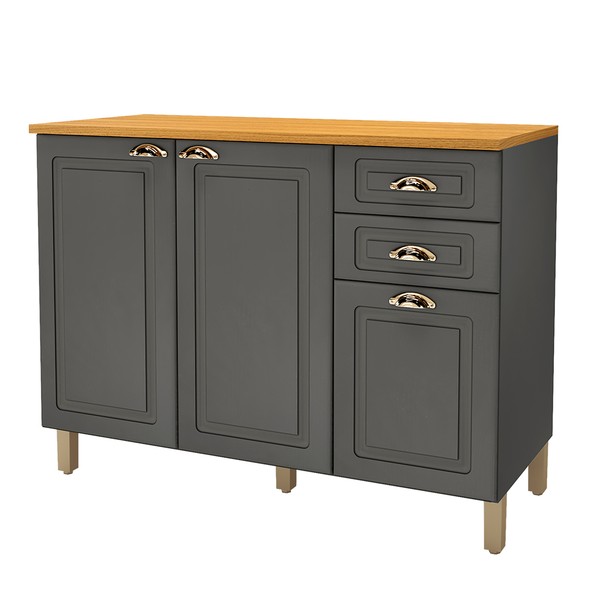 Balcão de Cozinha para Pia 120 Cm 3 Portas 1 Prateleira Chumbo 6171.20 - Indékes