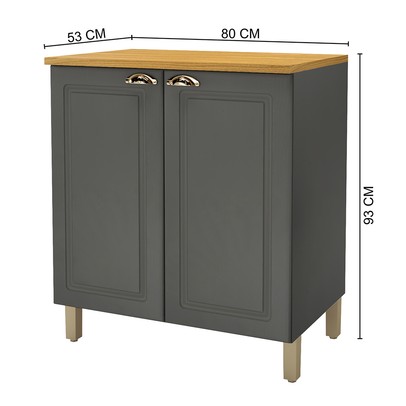 Armário de Cozinha para Cooktop 80 Cm 2 Portas Chumbo - Indékes