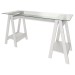 Mesa Escrivaninha Cristal com Tampo de Vidro Branco - Artany Móveis