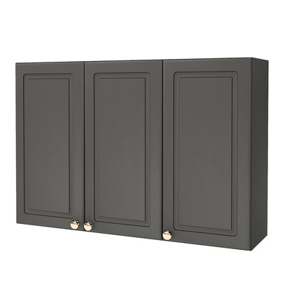 Armário Aéreo Cozinha 120 Cm 3 Portas 2 Prateleiras Chumbo - Indékes