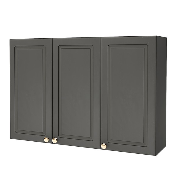 Armário Aéreo Cozinha 120 Cm 3 Portas 2 Prateleiras Chumbo - Indékes