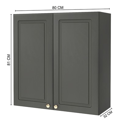 Armário Aéreo Cozinha 80 Cm 2 Portas 2 Prateleiras  Chumbo 6171.12 - Indékes