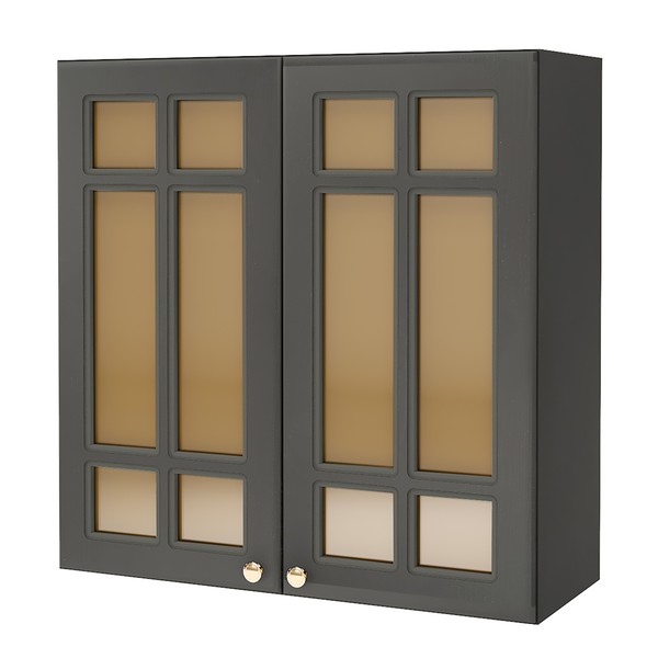 Armário Aéreo Cozinha 80 Cm 2 Portas 2 Prateleiras com Vidro Chumbo 6171.18 - Indékes