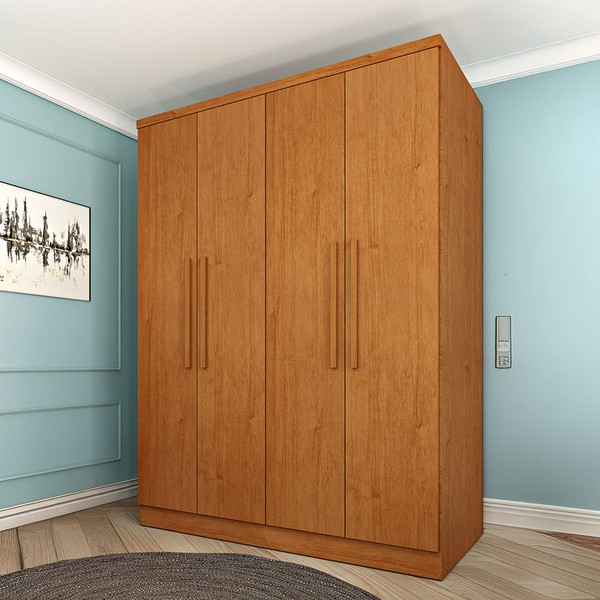 Guarda-Roupa Solteiro Amsterdam 4 Portas 2 Gavetas Cinamomo - Tcil Móveis