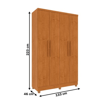 Guarda-Roupa Solteiro Amsterdam 4 Portas 2 Gavetas 20207 Cinamomo - Tcil Móveis