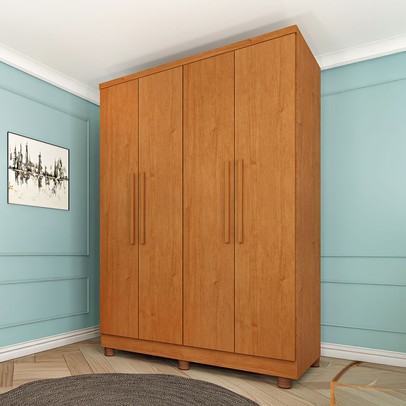 Guarda-Roupa Solteiro Amsterdam 4 Portas 2 Gavetas 20207 Cinamomo - Tcil Móveis