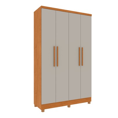 Guarda-Roupa Solteiro Amsterdam 4 Portas 2 Gavetas 20207 Cinamomo/Off White - Tcil Móveis