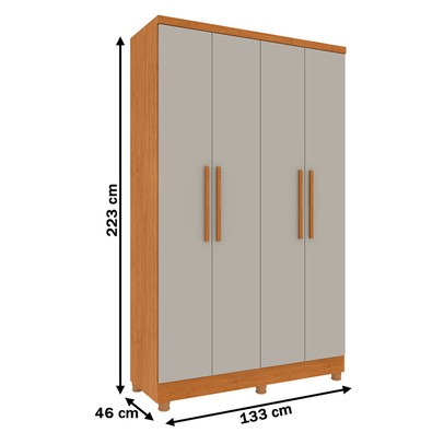 Guarda-Roupa Solteiro Amsterdam 4 Portas 2 Gavetas 20207 Cinamomo/Off White - Tcil Móveis