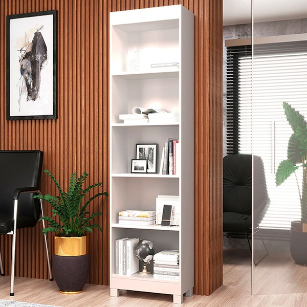 Estante para Livros Montreal 4 Prateleiras Branco - Móveis Sul