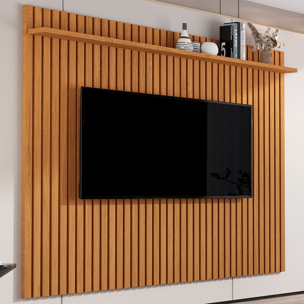 Painel para TV Até 80 Polegadas Vênus Ripado 1 Prateleira Nature 680 - Giga Móveis