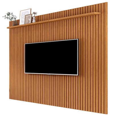 Painel para TV Até 80 Polegadas Versátil Ripado 1 Prateleira Nature 685 - Giga Móveis
