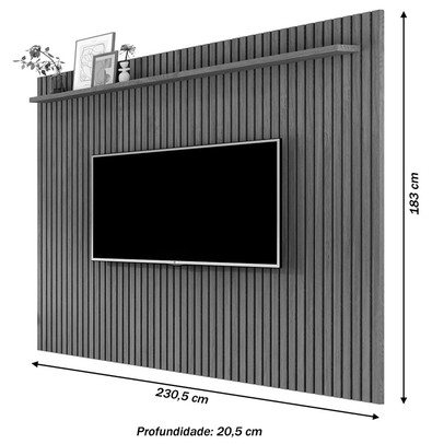 Painel para TV Até 80 Polegadas Versátil Ripado 1 Prateleira Nature 685 - Giga Móveis