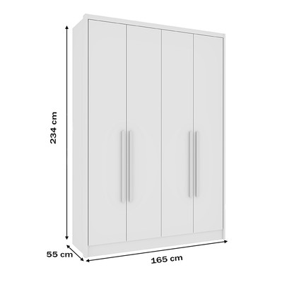 Guarda-Roupa Solteiro Dinamarca 4 Portas 2 Gavetas Neve - Tcil Móveis