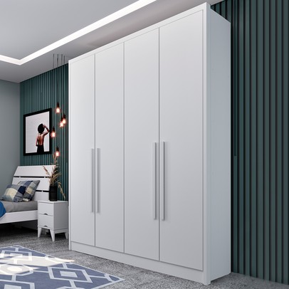 Guarda-Roupa Solteiro Dinamarca 4 Portas 2 Gavetas Neve - Tcil Móveis