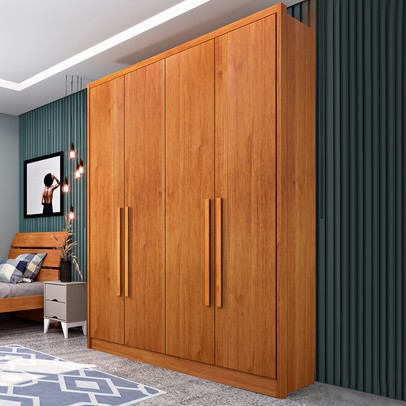 Guarda-Roupa Solteiro Dinamarca 4 Portas 2 Gavetas Cinamomo - Tcil Móveis