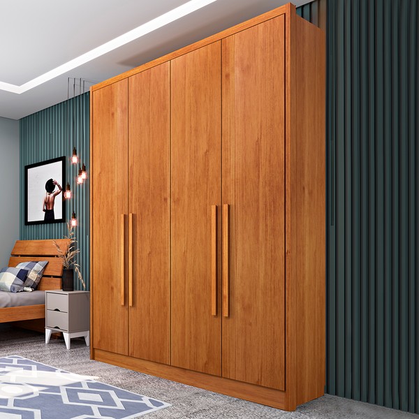 Guarda-Roupa Solteiro Dinamarca 4 Portas 2 Gavetas Cinamomo - Tcil Móveis