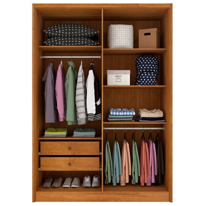 Guarda-Roupa Solteiro Dinamarca 4 Portas 2 Gavetas Cinamomo - Tcil Móveis