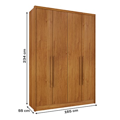 Guarda-Roupa Solteiro Dinamarca 4 Portas 2 Gavetas Cinamomo - Tcil Móveis