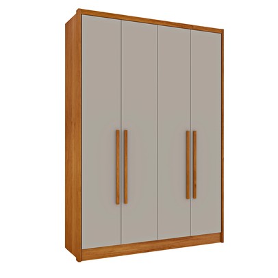 Guarda-Roupa Solteiro Dinamarca 4 Portas 2 Gavetas Cinamomo/Off White - Tcil Móveis