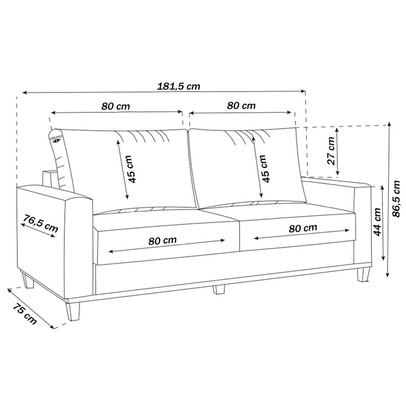 Sofá 2 Lugares Gilbran Veludo Azul - Vian