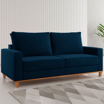 Sofá 2 Lugares Gilbran Veludo Azul - Vian