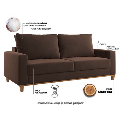 Sofá 2 Lugares Gibran Veludo Bombom - Vian