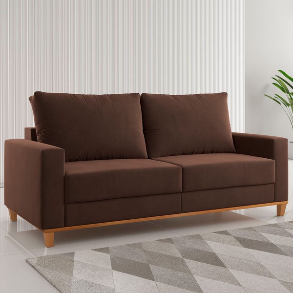 Sofá 2 Lugares Gibran Veludo Bombom - Vian