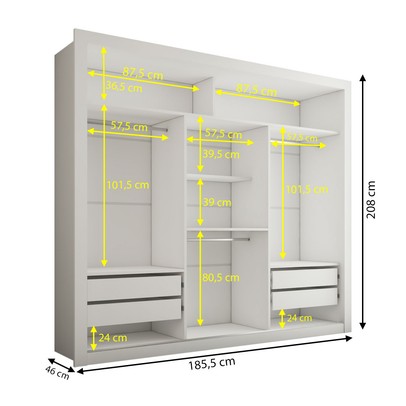 Guarda-Roupa Casal Hamburgo 3 Portas 4 Gavetas com Espelho Branco - Panorama Móveis