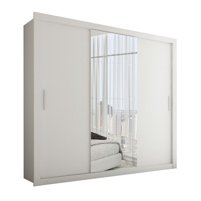 Guarda-Roupa Casal Hamburgo 3 Portas 4 Gavetas com Espelho Branco - Panorama Móveis