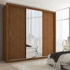 Guarda-Roupa Casal Hamburgo 3 Portas 4 Gavetas com Espelho Marrom - Panorama Móveis
